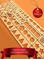 Çocuk Montessori - El Kası Geliştirme Ve Çizgi, Sayı Ve Şekil Çalışmaları Seti 16