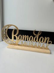 Ramadan Mubarek Ahşap Yazı - Ramazan Dekorları